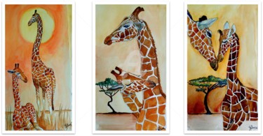 Savane et girafes, tryptique